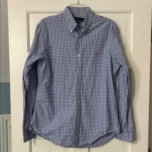 Ralph Lauren Blue and White Plaid Button Down Shirt